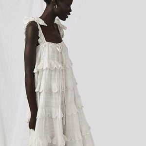Innika Choo Scallop Frill Long Dress White Iva Biigdres